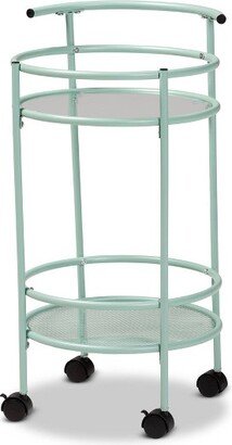 Newell Metal 2 Tier Kitchen Cart Mint Green/Black