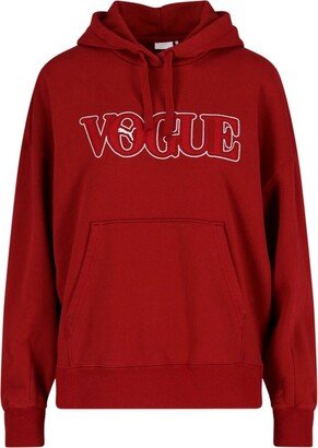 X Vogue Logo Embroidered Drawstring Hoodie