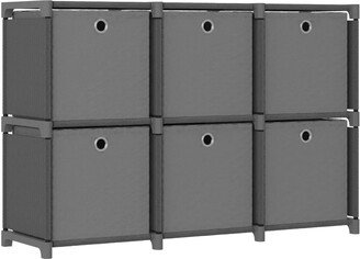 6-Cube Display Shelf with Boxes Gray 40.6