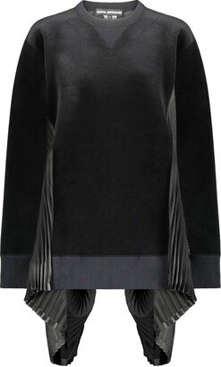 Asymmetric Velvet Crewneck Sweatshirt