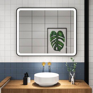 WELLFOR Wall Mounted Bathroom Framed LED Mirror With Anti- Fog,Memory Function And Dimmable Light Touch Sensor