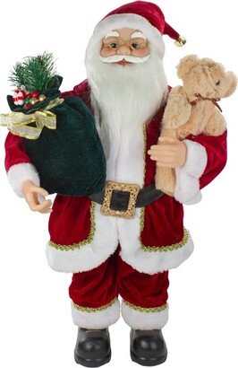 Northlight 2' Standing Santa Christmas Figure with a Plush Bear