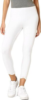 Embroidered Hem Skimmer (White) Women's Casual Pants