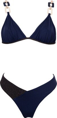 Aulala Paris Aulala X Jade - Soulmate Bikini With Jewellery - Blue