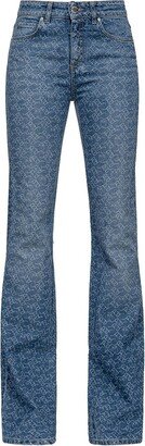 All-Over Logo Printed Flared Jeans