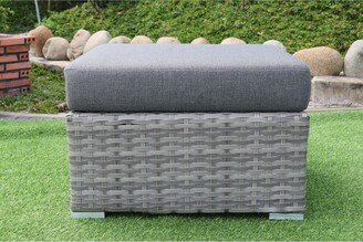 Miami Wicker Outdoor Storage Ottoman With Olefin Cushions - Grey