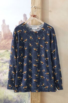 Women's Frolicking Foxes Sweater - Navy Multi - PS - Petite Size