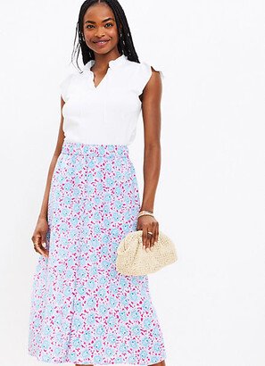 Petite Bloom Button Pull On Midi Skirt