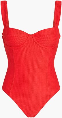 Stretch-piqué underwired swimsuit