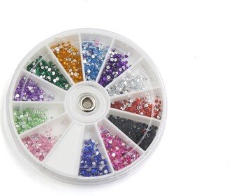 Unique Bargains Faux Rhinestone Nail Art Decoration Manicure Bling Sequins Wheel 12 Colors 1 Box