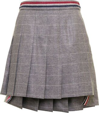 4-Bar Striped Pleated Mini Skirt-AC