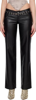 Black Marco Faux-Leather Pants