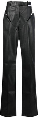 Cut-Out Faux-Leather Pants