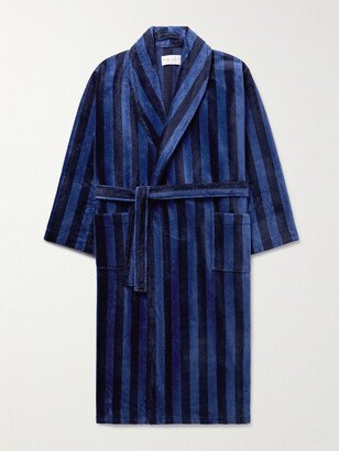 Aston 36 Striped Belted Cotton-Blend Velour Robe