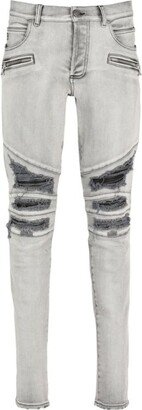 Distressed Skinny Moto Jeans-AA