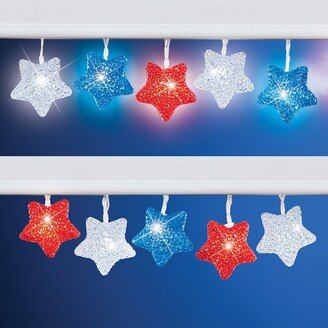 Collections Etc Patriotic Stars LED Battery Operated Outdoor String Lights - 8.000 x 4.500 x 3.500