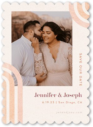 Save The Date Cards: Watercolor Arch Save The Date, Beige, 5X7, Matte, Signature Smooth Cardstock, Scallop