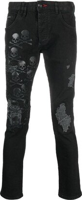 Skull & Bones logo-embroidered ripped jeans