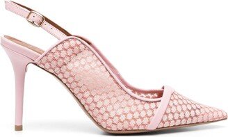 Marion 85mm mesh slingback pumps