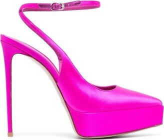 Uma 140mm satin slingback pumps