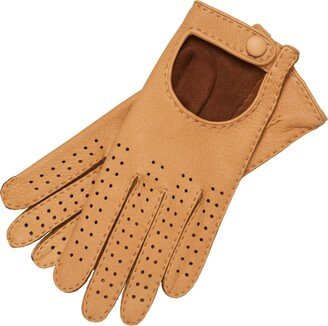 1861 Glove Manufactory Monza - Men's Hand Sewn Deerskin Driving Gloves In Natural