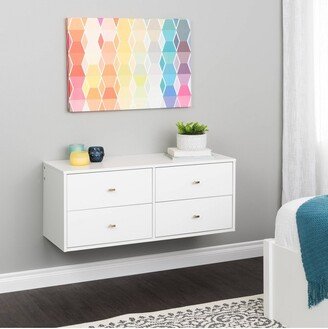 Floating 4 Drawers Dresser White