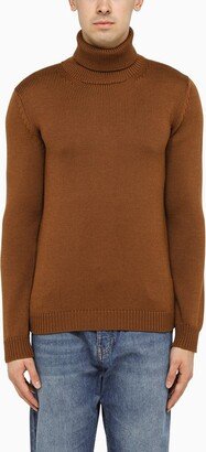 Turtleneck sweater in brown wool