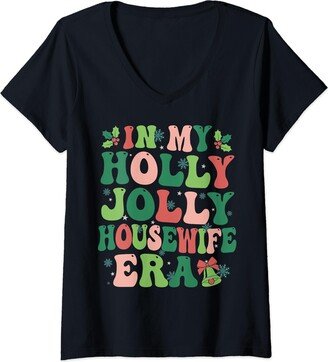 Holly Xmas Jolly In My Housewife Era Pjm Tshirt In My Housewife Era Holly Christmas Jolly Pajama Women Men V-Neck T-Shirt