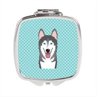 BB1156SCM Checkerboard Blue Alaskan Malamute Compact Mirror, 2.75 x 3 x .3 In.