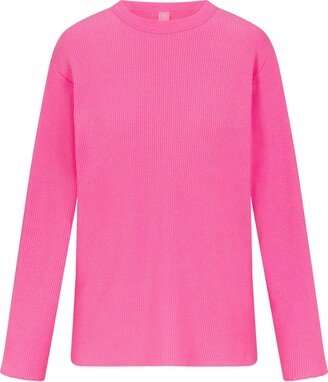 Waffle Long Sleeve T-Shirt | Sugar Pink