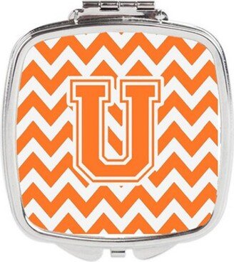 CJ1046-USCM Letter U Chevron Orange & White Compact Mirror