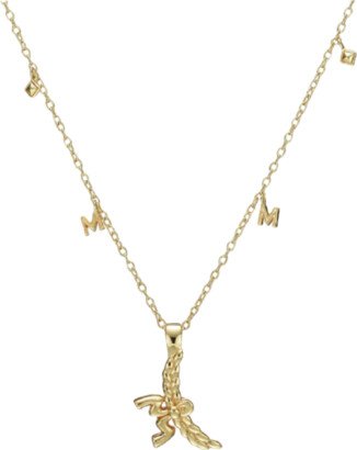 Women's Gold 3D Logo Laurel Charm Pendant Necklace