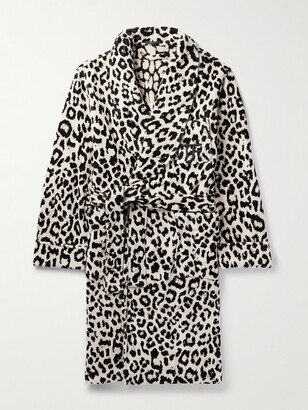 Shawl-Collar Leopard-Print Cotton-Terry Robe
