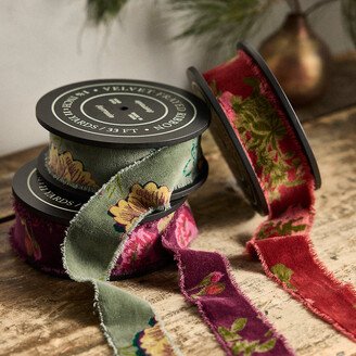 Floral Antiqued Frayed Velvet Ribbon