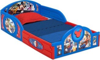 Disney Mickey Mouse Plastic Sleep and Play Toddler Kids' Bed with Attached Guardrails