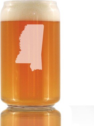 Mississippi State Outline Beer Can Pint Glass, Etched Gifts For Mississippians - 16 Oz