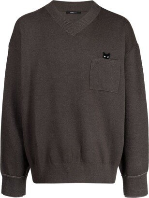 Trace Pocket Panther V-neck jumper