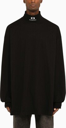 Black oversize turtleneck with logo