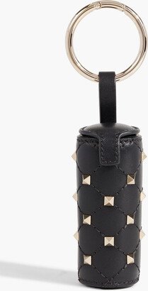 Rockstud quilted leather keychain