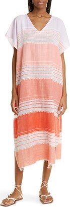 Eshal Stripe Cotton Cover-Up Caftan