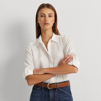 Lauren Petite Ralph Lauren Linen Roll Tab-Sleeve Shirt