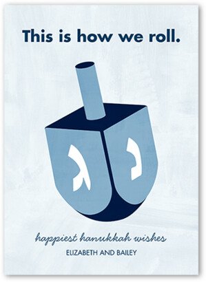 Hanukkah Cards: How We Roll Hanukkah Card, Blue, 5X7, Hanukkah, Signature Smooth Cardstock, Square