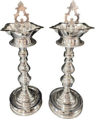 925 Sterling Silver Hallmarked Trishul Samai | Diya/Kuthu Vilakku Pair