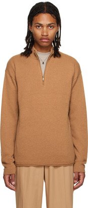 Guest in Residence Tan Half-Zip Sweater