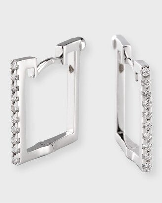 18k White Gold Diamond Square Hoop Earrings