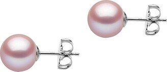 14K White Gold & 9-10MM Pink Freshwater Pearl Stud Earrings