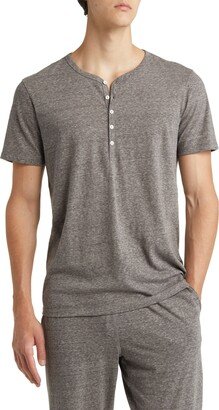 Heathered Recycled Cotton Blend Henley Pajama T-Shirt