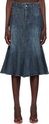 Blue Gaudi Denim Midi Skirt