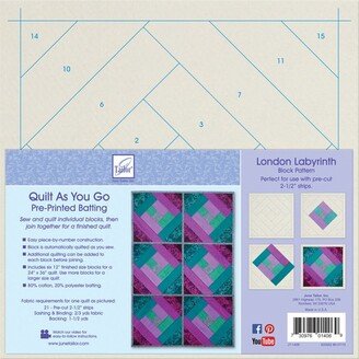 June Tailor Quilt As You Go Printed Quilt Blocks On Batting-London Labyrinth