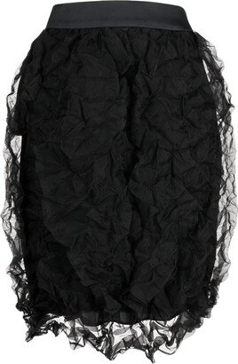 Crepe-Texture Midi Skirt